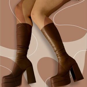 Steve Madden Brown Platform Knee-High Boots